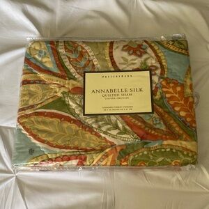 Pottery Barn Annabelle Silk Quilted Sham - Blue, Orange, Green